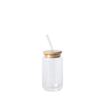 glass jar with straw and lid
