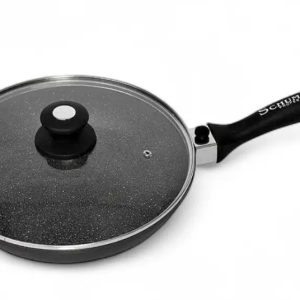 Schumann 28cm Sauteuse Deep Moove Frypan with a sleek black non-stick finish, wide deep pan design, and sturdy heat-resistant handle, suitable for all stovetops including induction.