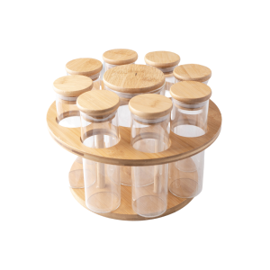 SET OF 9 CANNISTER WITH BAMBOO BASE