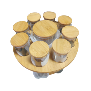 SET OF 9 CANNISTER WITH BAMBOO BASE
