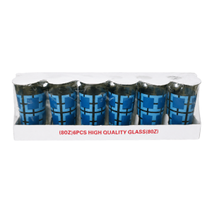 6PC Blue Square Pattern Glass Set