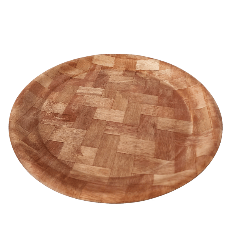 Sunnex Round Plastic Tray Wooden Design - Image 2