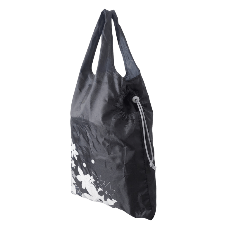 Black Floral Foldable Shopper Bag