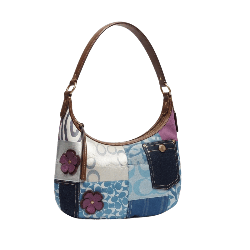 Blue Patchwork Floral Shoulder Bag - Image 2