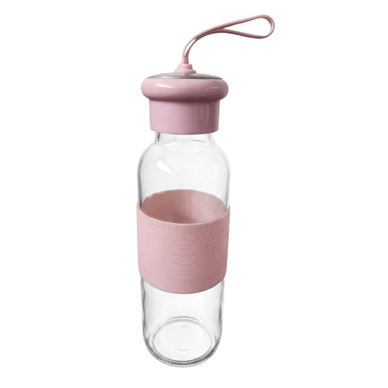 pink glass bottle